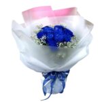 A Luxurious Bouquet of 9 Blue Roses