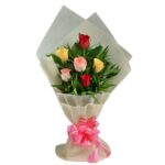 6 Mix Color Roses Bunch