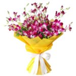 A Charming Bouquet of 10 Purple Orchids