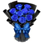 A Luxurious Bouquet of 9 Blue Roses