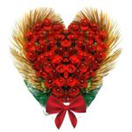 A Beautiful Heart Shape Arrangement of 70 Red Roses