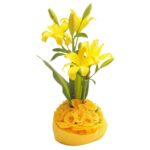 A Premium Vase Arrangement of Yellow Lilies & Roses