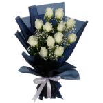A Luxurious Bouquet of 12 White Roses