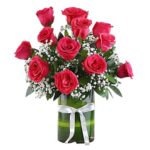 A Beautiful Vase Arrangement of 12 Red Roses