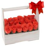 A Premium Wooden Basket of 18 Red Roses