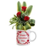 # 01 - A Valentine Special 3 Fresh Red Roses in Ceramic Mug