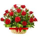 A Simple Basket of 21 Red Roses