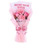 # 001 - A Unique Personalized Printed Message Bouquet of Pink Carnations & Roses