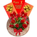 # 001 - Anniversary Special - Unique Personalized Printed Message Basket of Roses