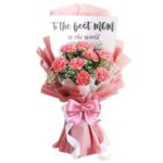 # 001 - A Unique Personalized Printed Message Bouquet of 8 Pink Carnations
