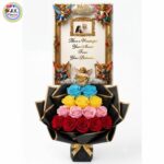 # 001 - A Beautiful Personalized Photo Printed Bouquet of Mix Color Roses