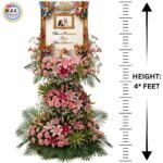 Big 4 FEET Personalized Photo Premium Arrangement of Pink Lilies & Carnations