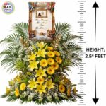 BIG 2.5 FEET Personalized Photo Premium Arrangement of Yellow Lilies & Gerberas