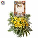 Personalized Photo Premium Arrangement of Yellow Lilies & Gerberas