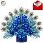 PEACOCK Theme Exotic Luxurious BIG VASE Arrangement (Blue Orchids)