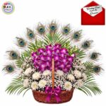 PEACOCK Theme Exotic Luxurious Arrangement (Purple Orchids)
