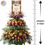 Big 4 FEET Personalized Photo Premium Arrangement of Orchids & Mix Color Flowers