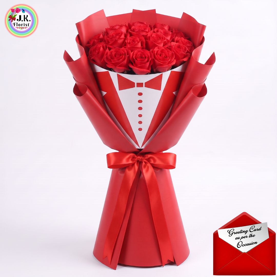 Red Roses Bunch # 0001 - A Luxurious Premium Bunch of 15 Red Roses - Image 1