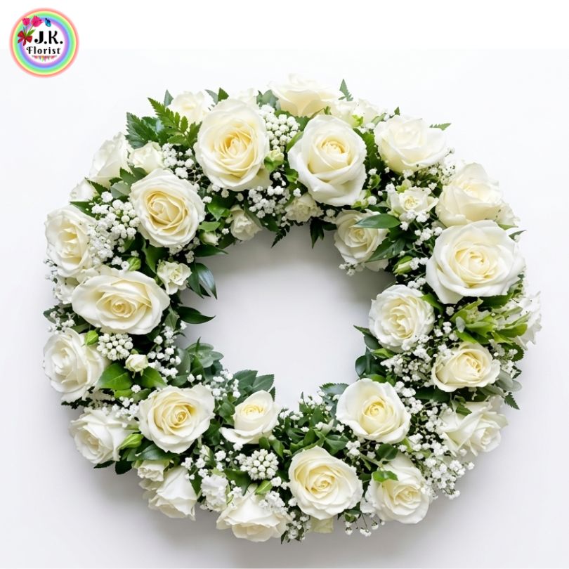 WREATH White Roses WREATH - of White Roses (Small) - Image 1