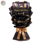 A Luxurious Personalized Premium Photo Printed Bouquet of 12 Black Roses