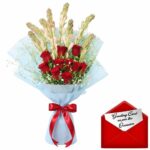 A Beautiful Bunch of 6 Fragrant Rajnigandha Flowers & 10 Red Roses