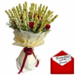 A Beautiful Big Bunch of Fragrant Rajnigandha Flowers & Roses