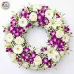 WREATH - of Purple Orchids, White Lilies, Roses & Gerberas (Medium)