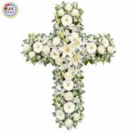 WREATH (Cross) - of White Lilies, Roses & Gerberas (Small)