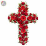 WREATH (Cross) - of Red Roses & Gerberas (Small)