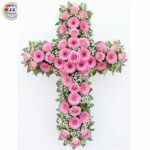 WREATH (Cross) - of Pink Roses & Gerberas (Large)
