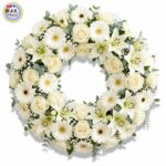 WREATH - of White Lilies, Roses & Gerberas (Medium)