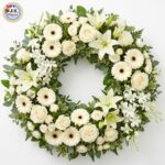 WREATH - of White Lilies, Orchids, Roses & Gerberas (Medium)