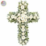 WREATH (Cross) - of White Roses & Gerberas (Small)